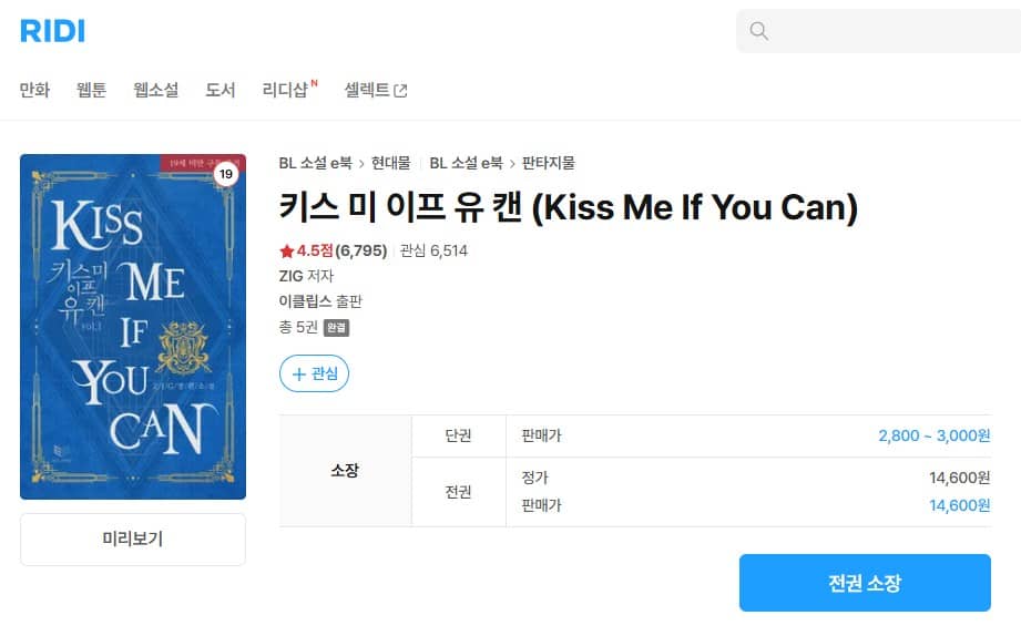 Kiss Me If You Can 原作 小説 韓国